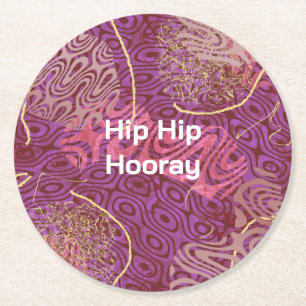 Fantasievolle Formen Hip Hip Hurra Party Runder Pappuntersetzer