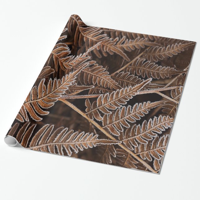 Fantasievolle Frostbitten Brown-Farne Geschenkpapier (Ungerollt)