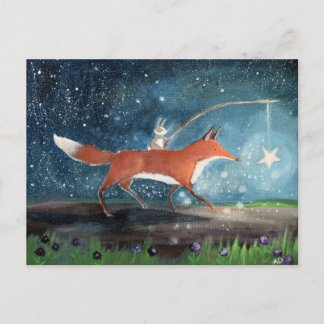 Fantasievolle Fuchs- und Hasen-Geschichtenbuch-Kun Postkarte