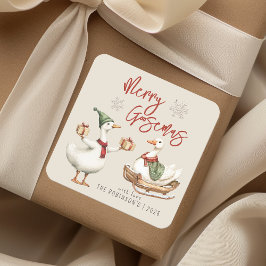 Fantasievolle Gans Weihnachtsgeschenk Quadratischer Aufkleber