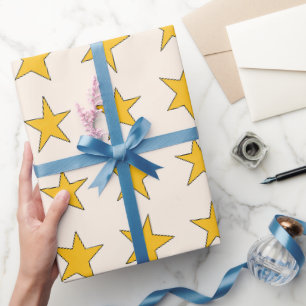 Fantasievolle gelbe Sterne Geschenkpapier