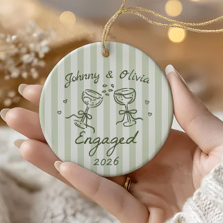 Fantasievolle gestreifte Weihnachten Verlobt Keramik Ornament