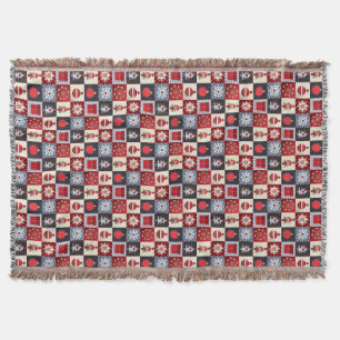 Fantasievolle Gingham-Weihnachts-Patchwork-Decke Decke