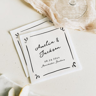 Fantasievolle handgezeichnete Hochzeit Serviette