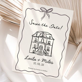 Fantasievolle handgezeichnete Save-the-Date-Ortska Save The Date