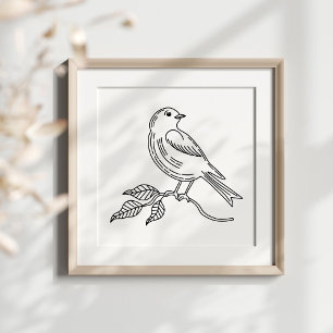 Fantasievolle handgezeichnete Vogelillustrationsku Poster