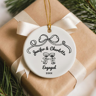 Fantasievolle handgezeichnete Weihnachten verlobt Keramik Ornament