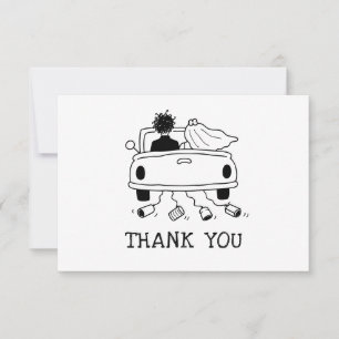 Fantasievolle Hochzeit. Handgezeichnete Doodle-Fri Dankeskarte