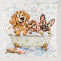 Fantasievolle Hunde in einem Schaumbad