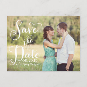 Fantasievolle Kalligrafie Foto Save-the-Date-Postk Ankündigungspostkarte