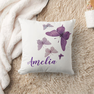 Fantasievolle lila Aquarell-Schmetterlinge Persona Kissen