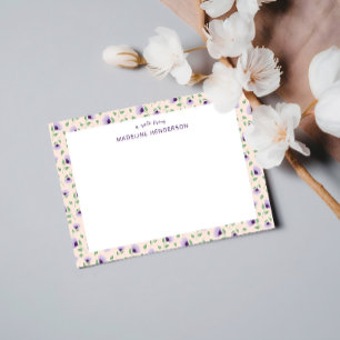 Fantasievolle lila Sonnenblumen hellrosa Monogramm Mitteilungskarte