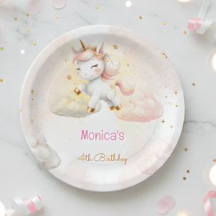 Fantasievolle Magie-Pastell-Einhorn-Kindergeburtst Pappteller