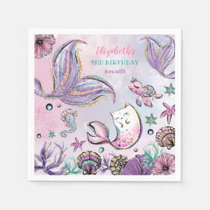 Fantasievolle Meerjungfrau Unterwasser-Pool-Party- Serviette