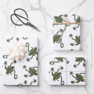 Fantasievolle Monster-Pflanze zeichnend Geschenkpapier Set