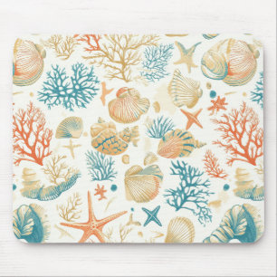 Fantasievolle Muscheln & Korallen mit sanften blau Mousepad