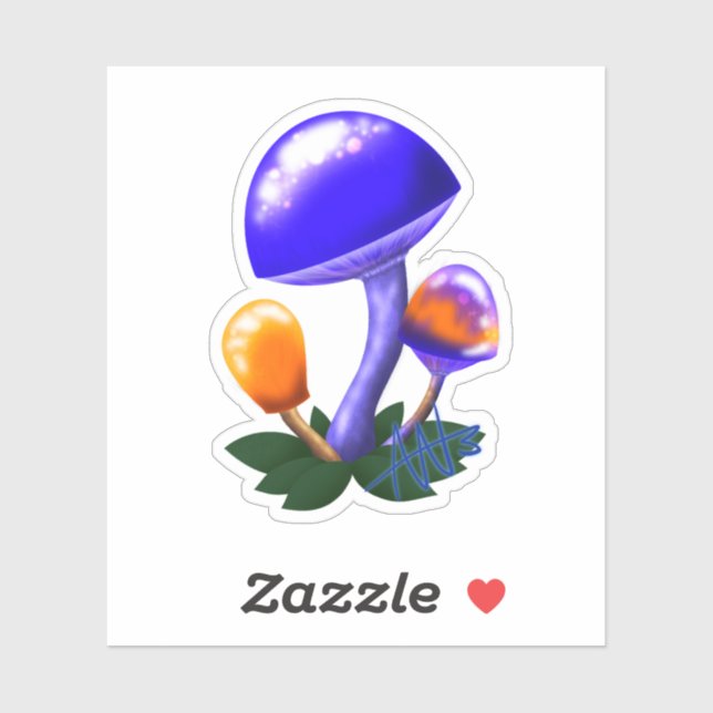 Fantasievolle Orange & Blue Pilzschnitt Aufkleber (Blatt)