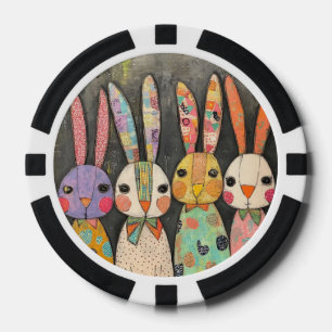 Fantasievolle Patchwork-Osterhasen-Kaninchen Pokerchips