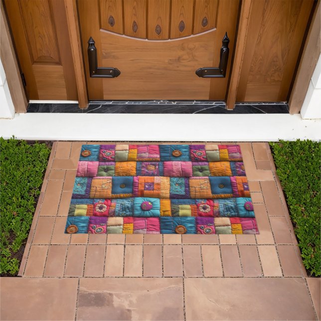 Fantasievolle Patchwork-Quilt-Muster: Farbdesign Fußmatte (Außenbereich)