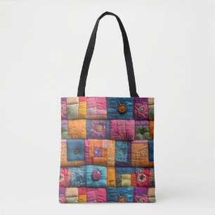 Fantasievolle Patchwork-Quilt-Muster: Farbige Gest Tasche
