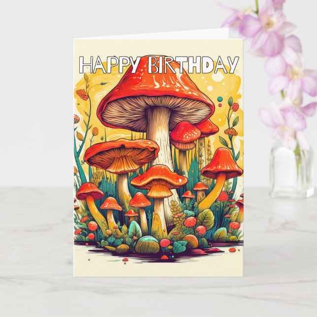 Fantasievolle Pilze, die Wälder zerstören Karte (Orchidee)