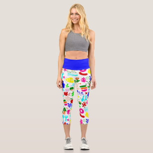 fantasievolle Pop-Art-Frucht-Sushi Capri Leggings