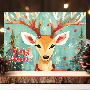 Fantasievolle Rentiere mit Weihnachtsbäumen Feiert Feiertagskarte