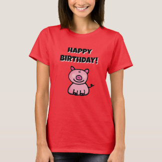 Fantasievolle rosa Cartoon-Schwein Geburtstag T-Shirt