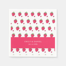 Fantasievolle rosa Erdbeer-Hochzeitsservietten