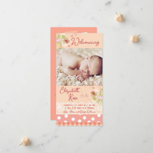 Fantasievolle rosa florale Blüten Baby Mädchen Fot Ankündigung