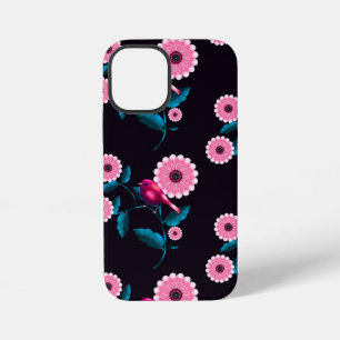 Fantasievolle rosa Vogel-Blumen-Botanik-Design iPhone 12 Mini Hülle