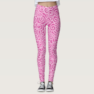Fantasievolle rosa Wirbelmuster Leggings
