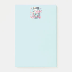 Fantasievolle Schmetterlinge in einem Glas Post-it Klebezettel