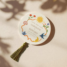 Fantasievolle Sonne und Mond Runde Save-the-Date-K Einladung
