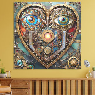Fantasievolle Steampunk-Herz Ich sehe dich Ich lie Leinwanddruck