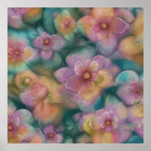 Fantasievolle Vintage Blume in Aquarellfarbe Poster