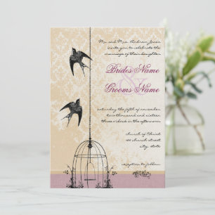 Fantasievolle Vintage-Vogelkäfig-Hochzeitseinladun Einladung