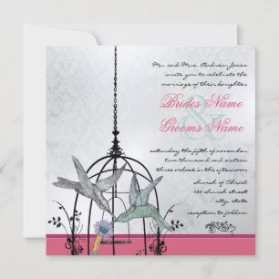 Fantasievolle Vintage-Vogelkäfig-Hochzeitseinladun Einladung