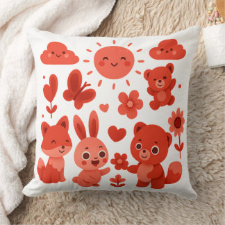 Fantasievolle Waldtiere Sonne & Herzen  Kissen