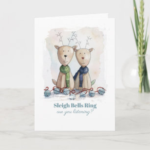 Fantasievolle Weihnachts-Rentier-Watercolor-Karte Karte