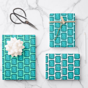 Fantasievolle Weihnachts-Tauben-Raster Süß Helle F Geschenkpapier Set