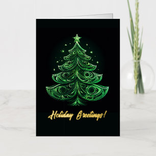 Fantasievolle Weihnachtsbaum Gold Foil Urlaubskart