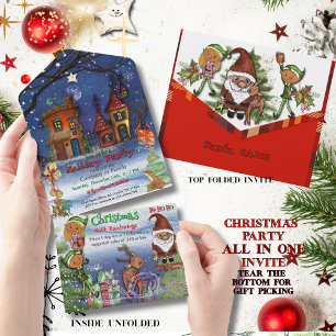 Fantasievolle Weihnachtsfeier & Geschenkaustausch All In One Einladung