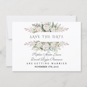 Fantasievolle Weiße Blumen Rahmen Speichern Sie da Save The Date