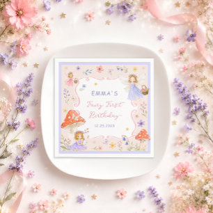 Fantasievolle Wildblumenfee zum ersten 1. Geburtst Serviette