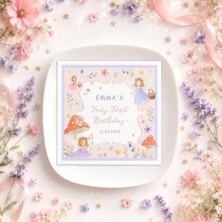 Fantasievolle Wildblumenfee zum ersten 1. Geburtst Serviette