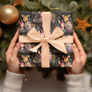 Fantasievolle Wildtier-Weihnachtsverpackungspapier Geschenkpapier