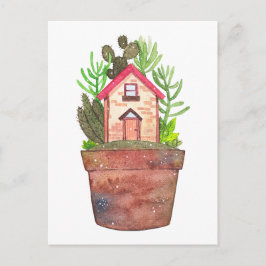 Fantasievolle Zimmerpflanzen-Terrarium-Postkarte Postkarte