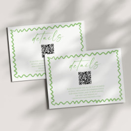 Fantasievolle Zitrusgrüne QR-Code-Hochzeitsdetails Begleitkarte