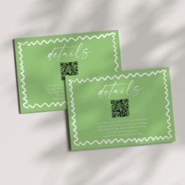 Fantasievolle Zitrusgrüne QR-Code-Hochzeitsdetails Begleitkarte